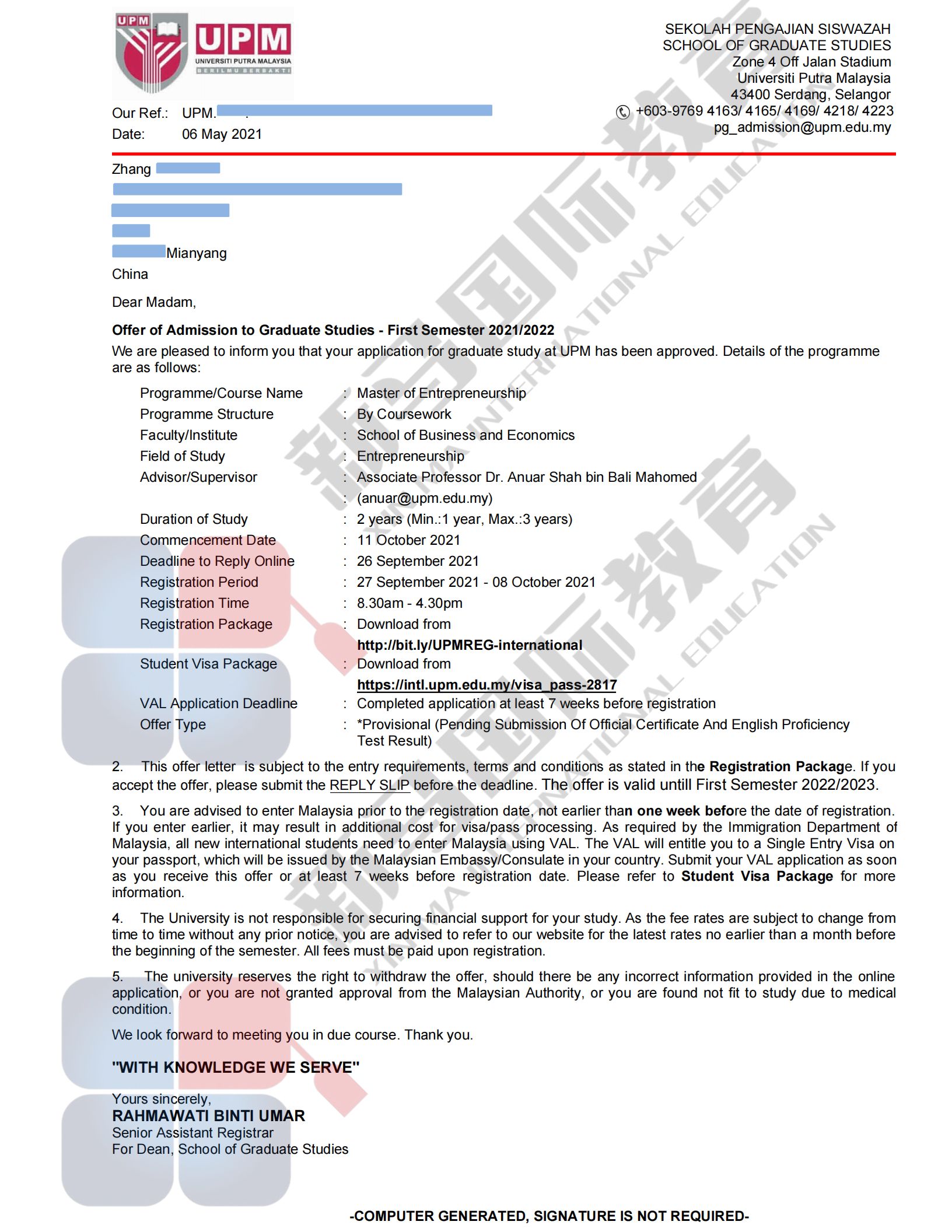 馬來西亞留學-張同學博特拉【創(chuàng)業(yè)學】碩士case！(圖2)